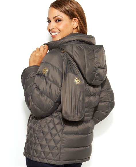 michael kors grey puffer jacket|Michael Kors packable puffer jacket.